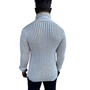 [Ezra] White Shawl Collar Sweater