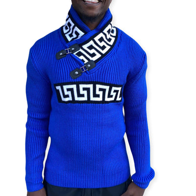 [Jetson] Blue Shawl Collar Sweater