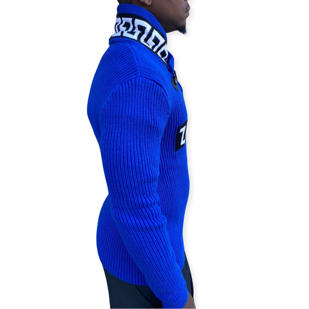 [Jetson] Blue Shawl Collar Sweater