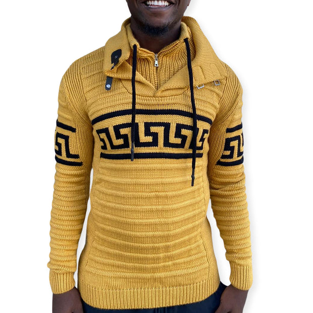 [Alvin] Yellow Men's Heavy Wool Quarter Zip Sweater