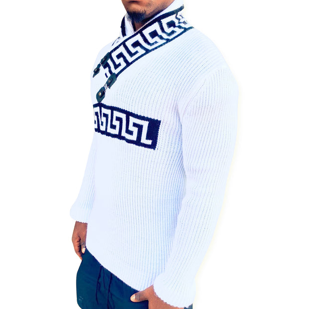 [Jetson] White Shawl Collar Sweater