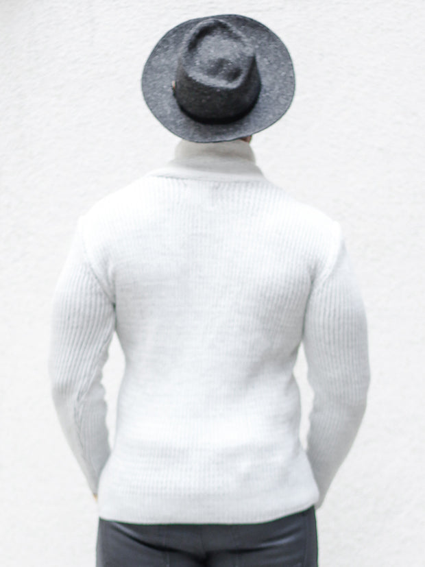[Byrne] White Shawl Sweater