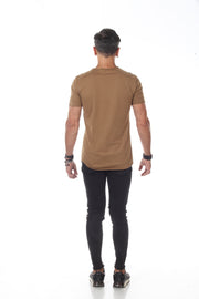 Laser Cut Coffee Fashion Tshirt With overlay