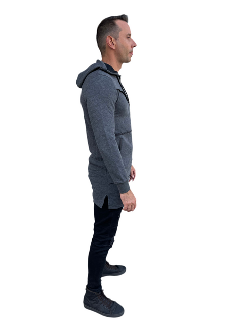 Charcoal Grey Fashion Cardigan With Hood & Zip