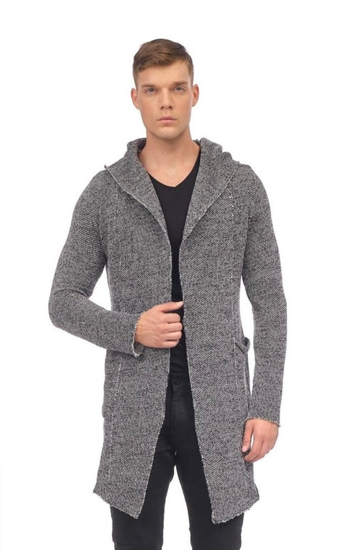 Grey Fashion Light Weight Cardigan With Hood