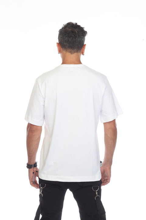 White Oversize T shirt With Pocket & Neon Details