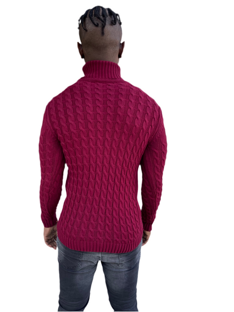 “Michael” Burgundy Men’s Wool Turtleneck Sweater