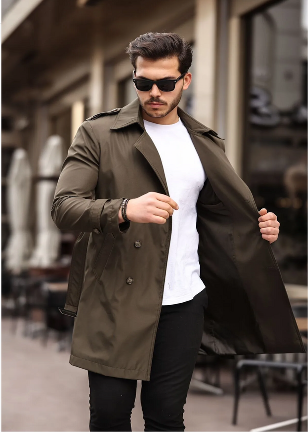 [Chicago]-Cocoa Double Breasted Water Repellent Trench Coat