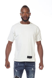 Oversize off-white Tshitt with Piping on Shoulder & hanging back Layer