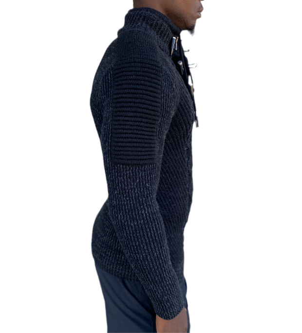 “Cooper” Royal Blue Men's Wool Quarter Zip Sweater