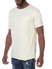 Light Yellow Extended Tshirt With Detail Piping on Front and Middle of Back