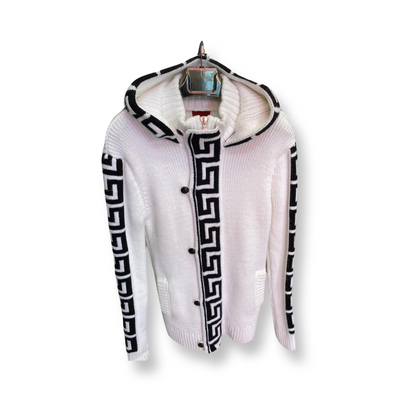 “Armand” White Men’s Wool Button Up Hoodie