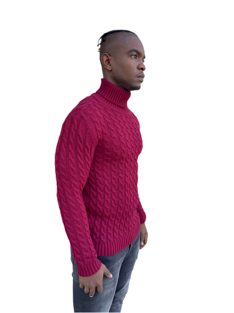 “Michael” Burgundy Men’s Wool Turtleneck Sweater