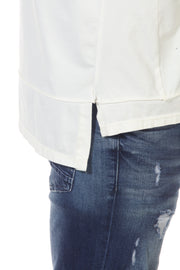 Oversize off-white Tshitt with Piping on Shoulder & hanging back Layer