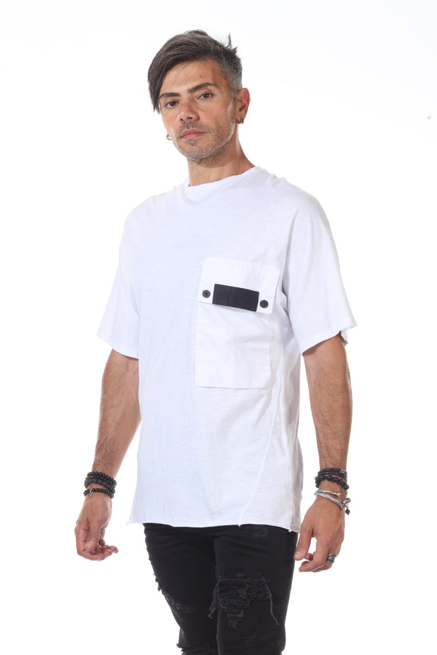 White Fashion Oversize T shirt With Pocket