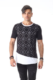 Laser Cut Black Fashion Tshirt With overlay