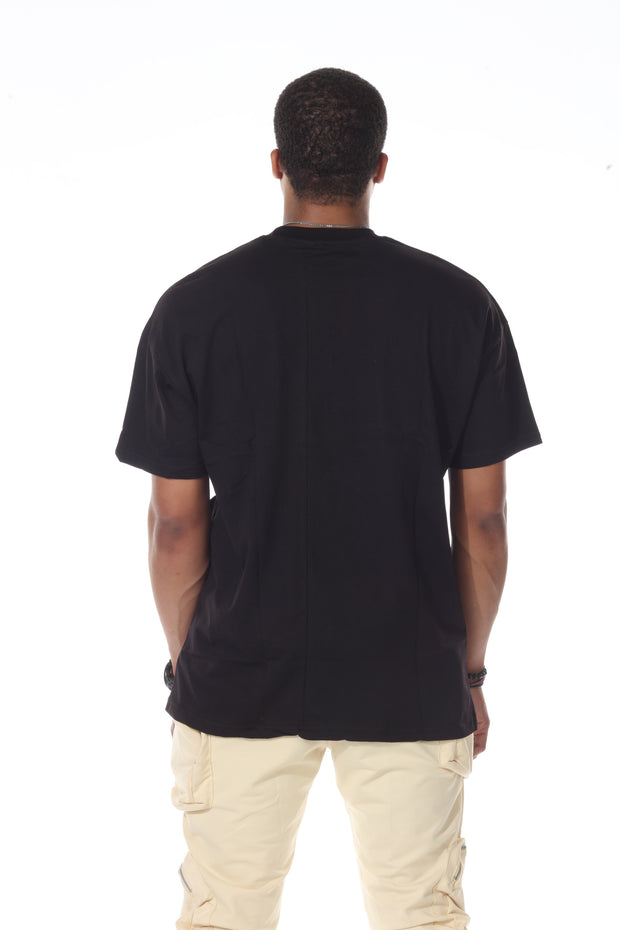 Black Oversize Fashion T shirt With Double Pockets with Zip