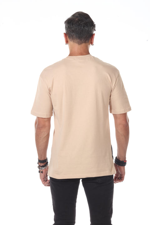 Cream Oversize Tshirt with Front Secret Pockets