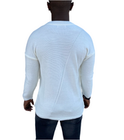 "[Adrian]" White Crew Neck Knitted Light Weight Fashion Sweater