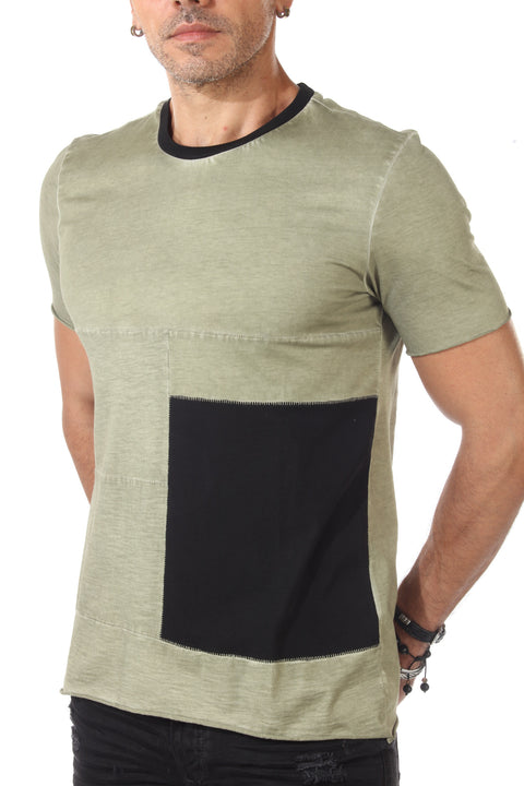 Washed Olive T-shirt With Black Patch