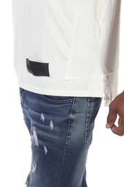 Oversize off-white Tshitt with Piping on Shoulder & hanging back Layer