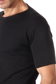 Eli Black Mesh fabric T-shirt With Scoop on waist