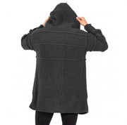 "Dimo" Charcoal Grey Fashion Sweater Cardigan With Hood