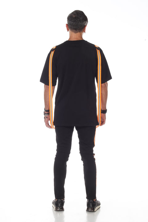 Black Tshirt With Night Reflective Straps