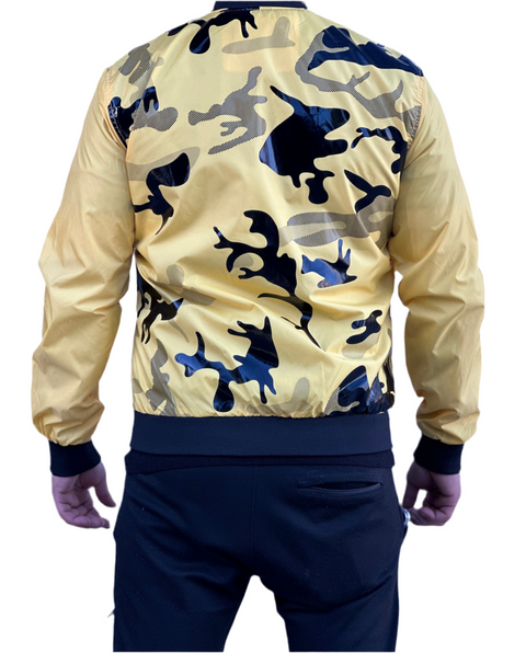 Yellow Camo Print Bomber Jacket