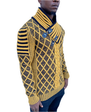 Mustard Shall Sweater Pull Over with Double Buckle On Neck