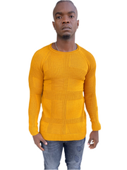 [Josie] Mustard Weight Knitted Crew Neck With Pattern