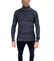 [James] Black With white Knitted Turtle Neck