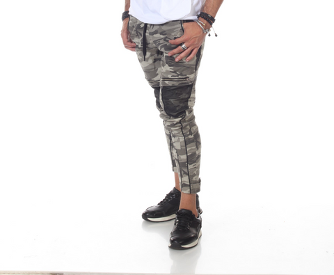 [Arlo] Camo Fashion Joggers With Black Fishnet Pocket Detail