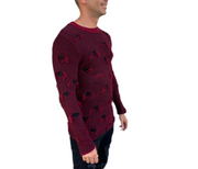 [Ervin] Distressed Look Burgundy Lightweight Knitted Crew Neck