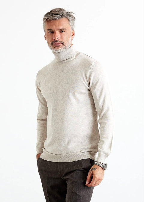 “Isaac” Beige Men’s Turtle Neck