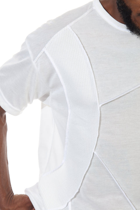 Tonic White Tee With piping details on Front and Back And Side Texture Detail