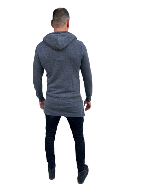 Charcoal Grey Fashion Cardigan With Hood & Zip