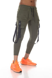 Milo Olive Fashion Jogger with Removable Suspenders