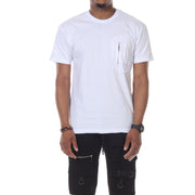 "Kent" White Tee With Fashion Zip & Lace Detail