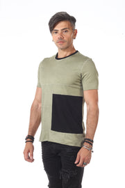 Washed Olive T-shirt With Black Patch