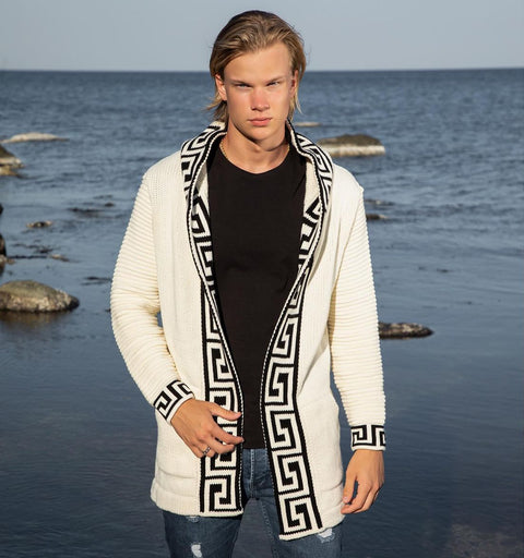 “Ash” White Men’s Cardigan