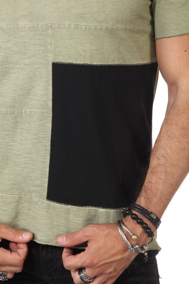 Washed Olive T-shirt With Black Patch