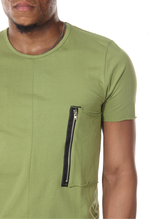 Forest Green Extended Fashion Tshirt With Suspenders and Scoop Cut On Bottom