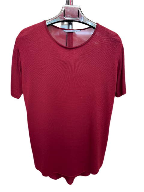 Eli Burgundy Mesh fabric T-shirt With Scoop