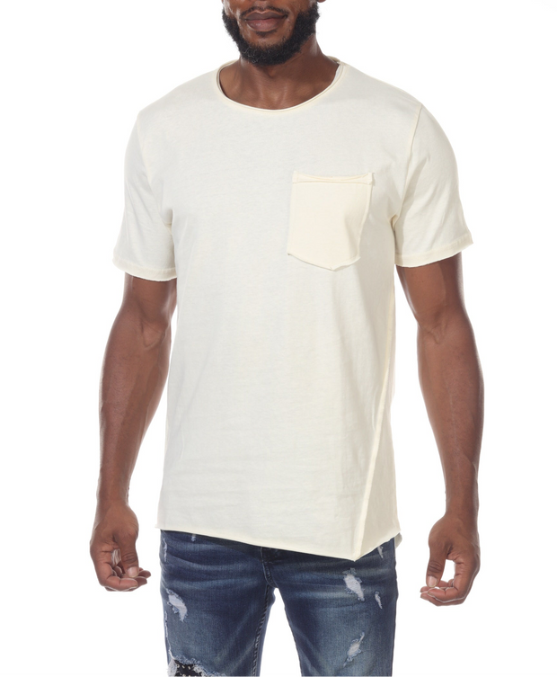 Light Yellow Extended Tshirt With Detail Piping on Front and Middle of Back