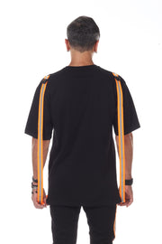 Black Tshirt With Night Reflective Straps