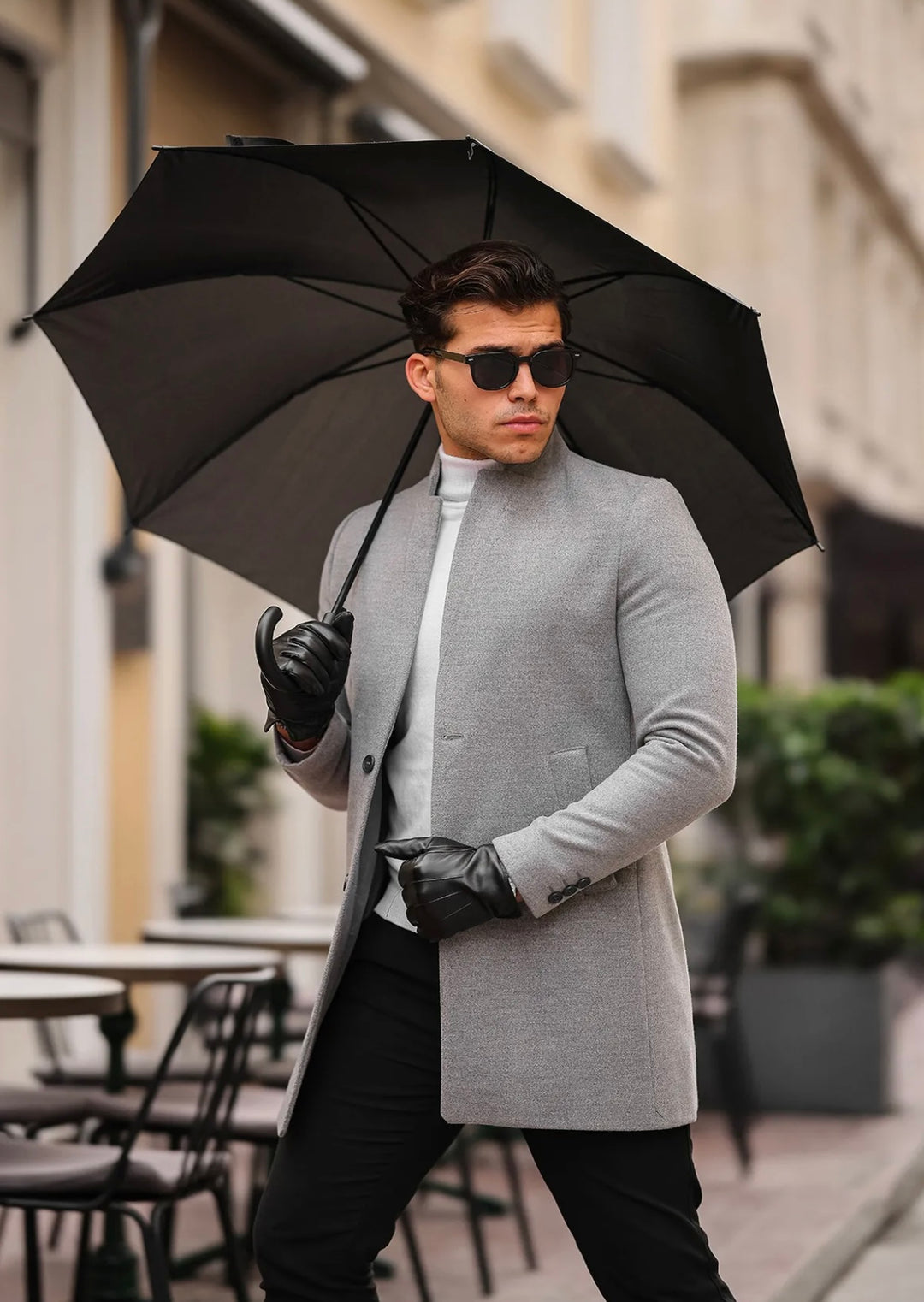 Adam] Light Grey Single-Breasted Pea Coat 100% Wool – Young Republic