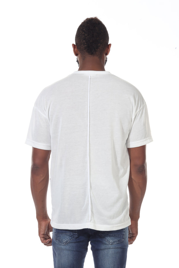 Tonic White Tee With piping details on Front and Back And Side Texture Detail