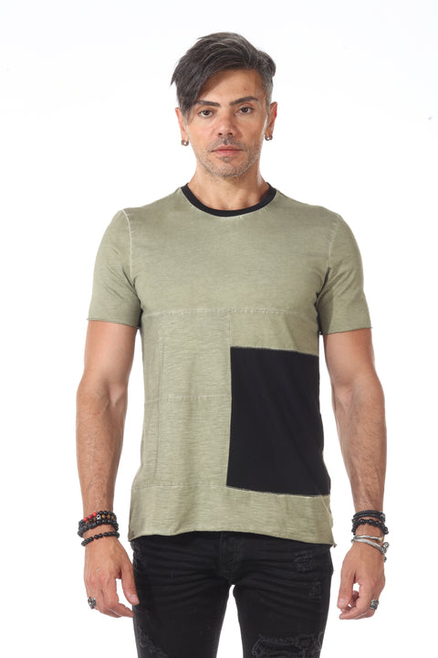 Washed Olive T-shirt With Black Patch