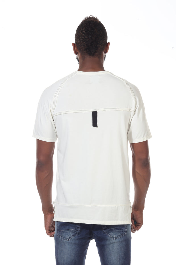 Oversize off-white Tshitt with Piping on Shoulder & hanging back Layer